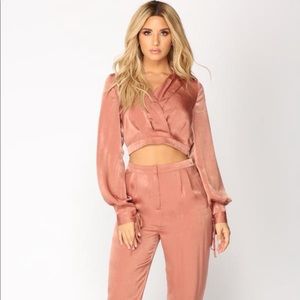 Satin top and pants set
